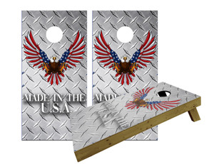 Made in the USA Silver Diamond Plate Cornhole Set Made in the USA Silver Diamond Plate Cornhole Set