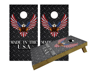 Made in the USA Black Diamond Plate Printed Cornhole Set Made in the USA Black Diamond Plate Printed Cornhole Set