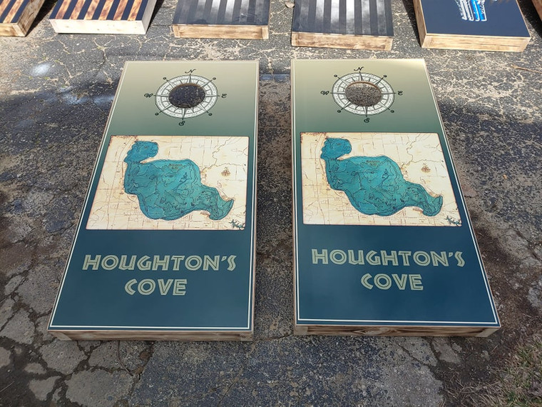 Houghton Lake Cornhole set: Buy Lake Theme Cornhole Boards Online