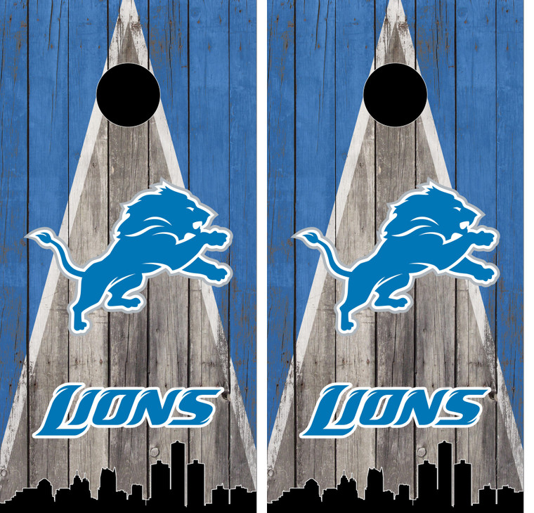 Detroit Lions Skyline Football Cornhole Wraps/Skins