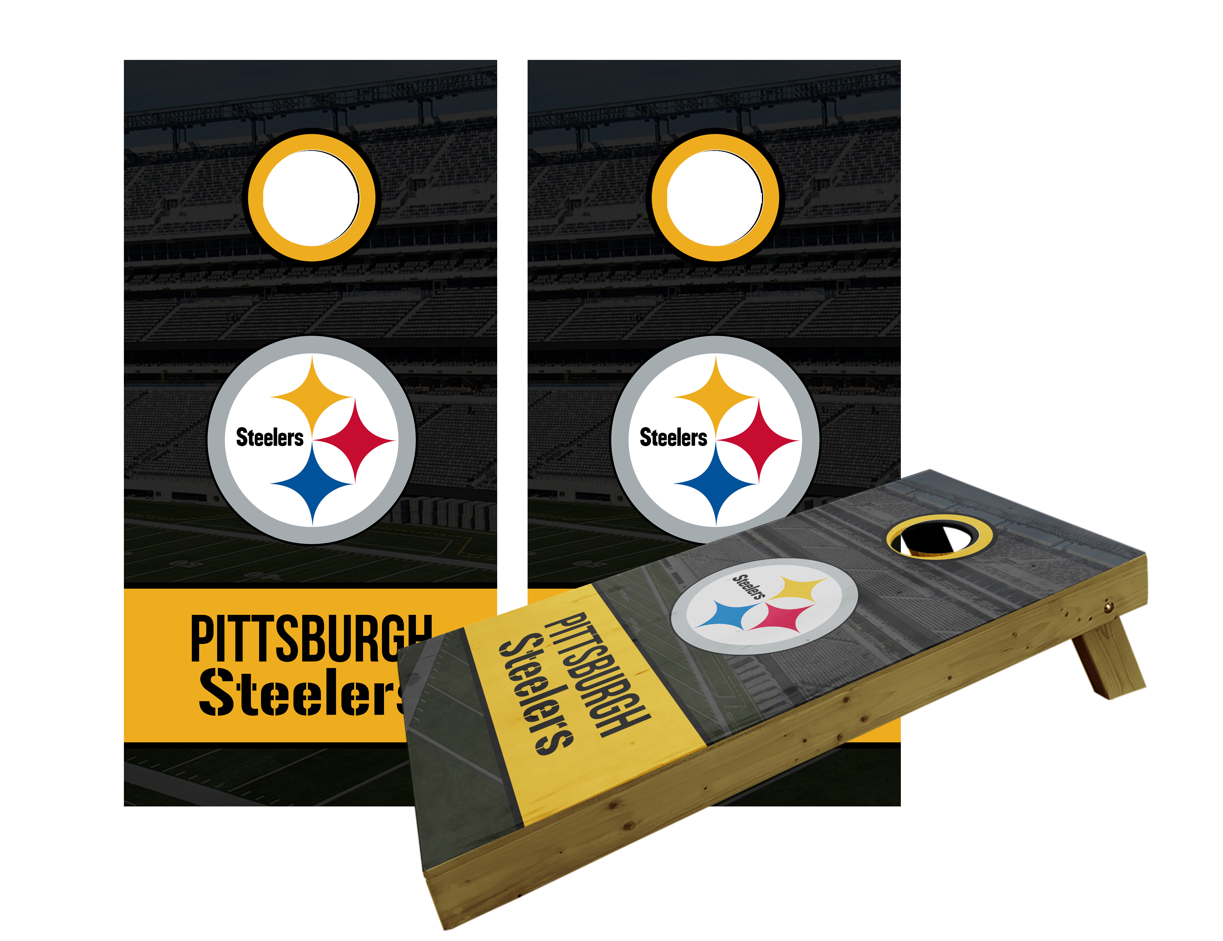 Pittsburgh Steelers Version 10 Cornhole Wraps - Set of 2