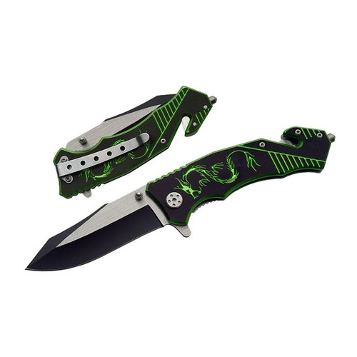 300256-GN Green Dragon Rescue Liner Lock Folding Knife 300256-GN Green Dragon Rescue Liner Lock Folding Knife