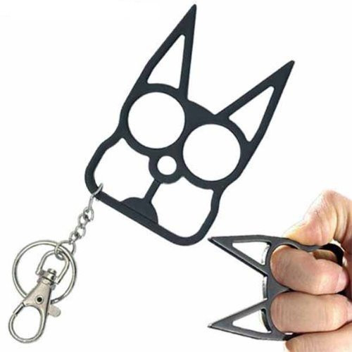 Black Metal wild Kat self defense keychain.