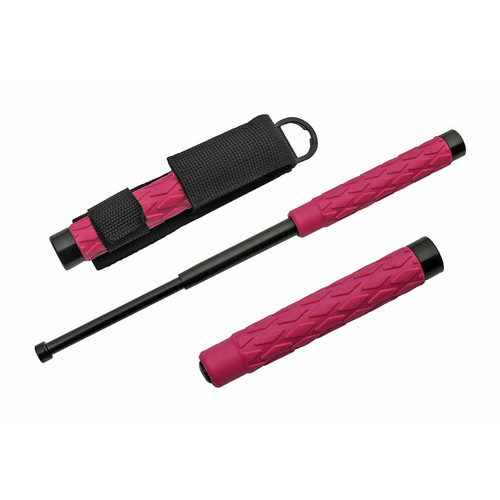 Pink Expandable Baton Black Shaft - J&L Self Defense Products