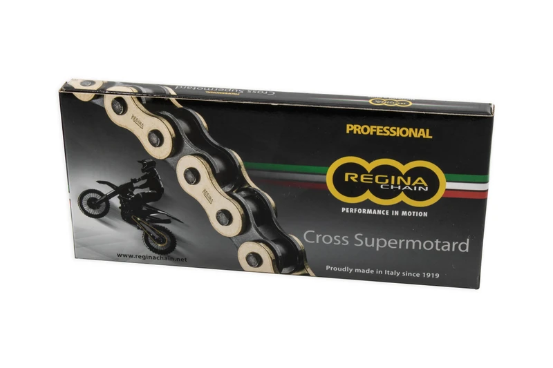The ultimate off-road chain, developed to withstand the severe stresses of off-road riding, yet lightweight with maximum performance
Featuring specially shaped bushings and chromized pins for reduced elongation and maximum wear resistance
Larger diameter alloy carbon steel pins and thicker plates, shot-peened to provide increased tensile strength and better fatigue resistance
Extended bushings and solid rollers provide improved durability
Inner links are beveled to improve sprocket engagement, even in the worst off-road conditions
Clip type link included
Non-sealed