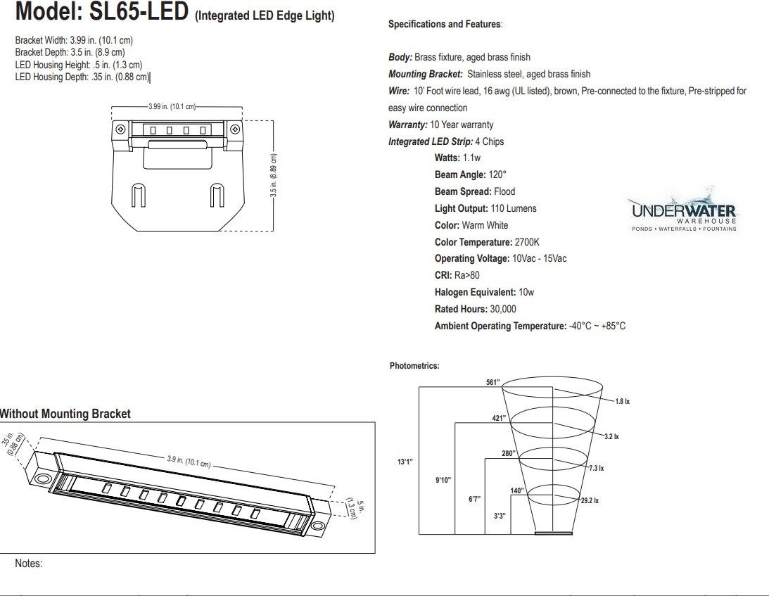 4" Integrated LED Strip Light 1.1 Watt Alliance Outdoor Ledge Lights
