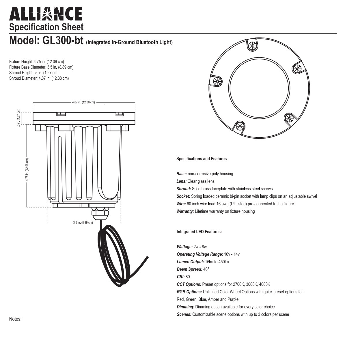 Alliance GL300bt InGround LightAlliance InGround Lights