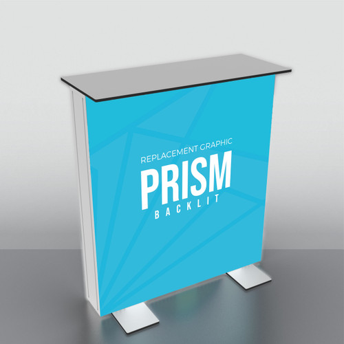 prism portable backlit trade show counter replacement graphic