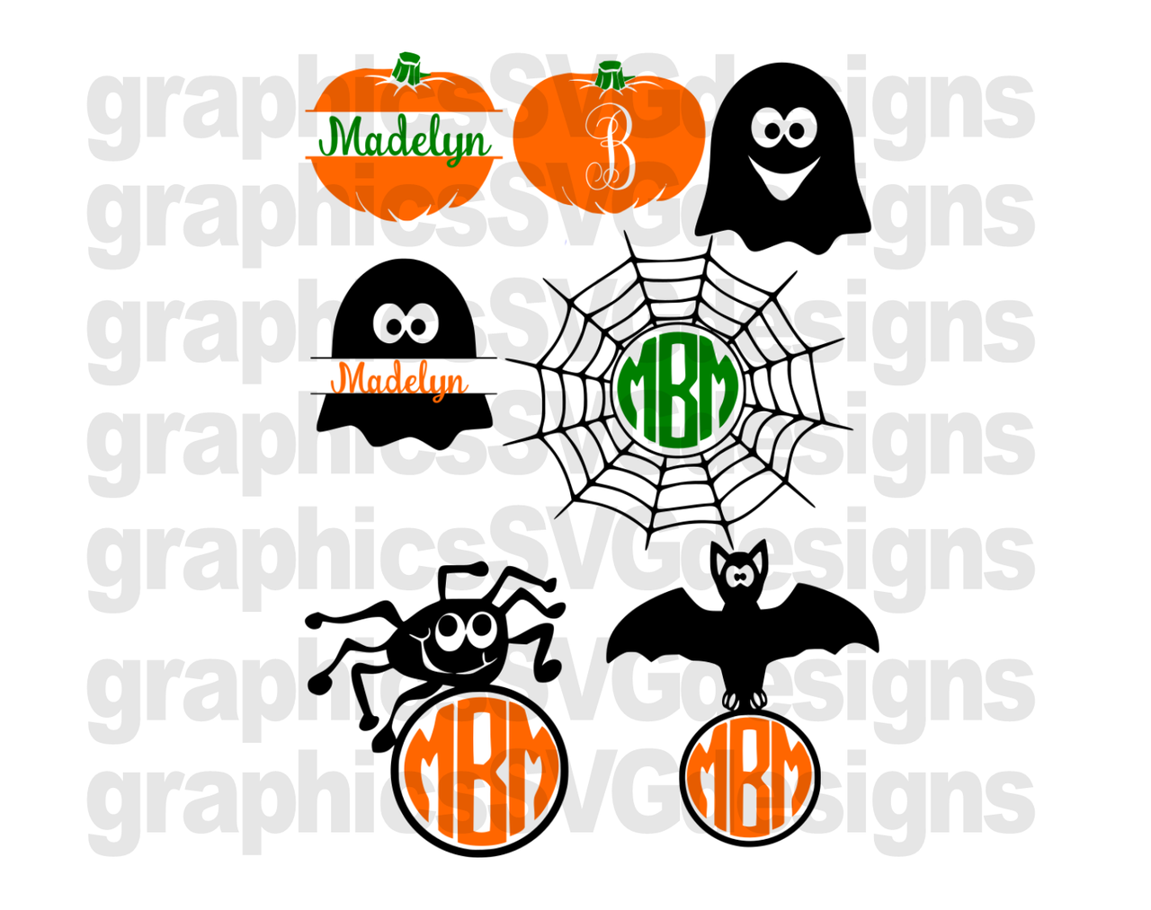 Halloween Monogram DIGITAL DOWNLOAD- SVG,DXF,PNG CUTTING FILE