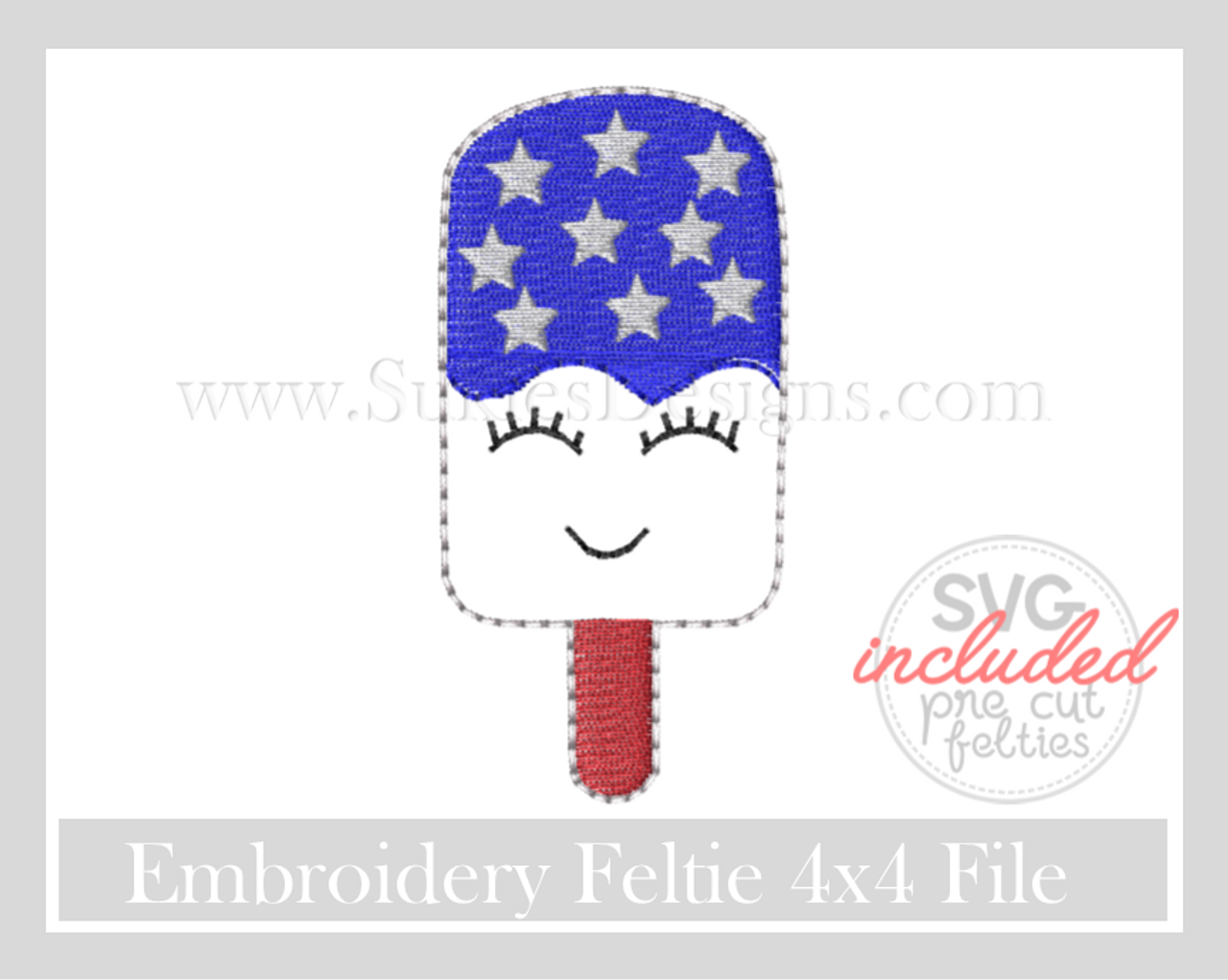 Download 4th Of July Ice Pop Feltie Machine Embroidery Design
