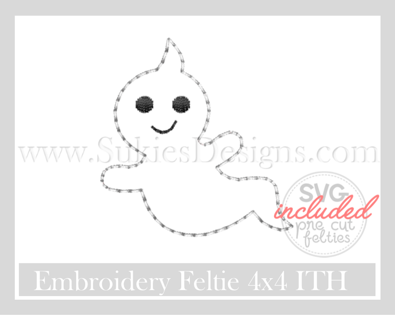 Witch ghost Kawaii Anime Embroidery File (Patch or Feltie) - ITH 4x4  Machine Embroidery Design Descargar