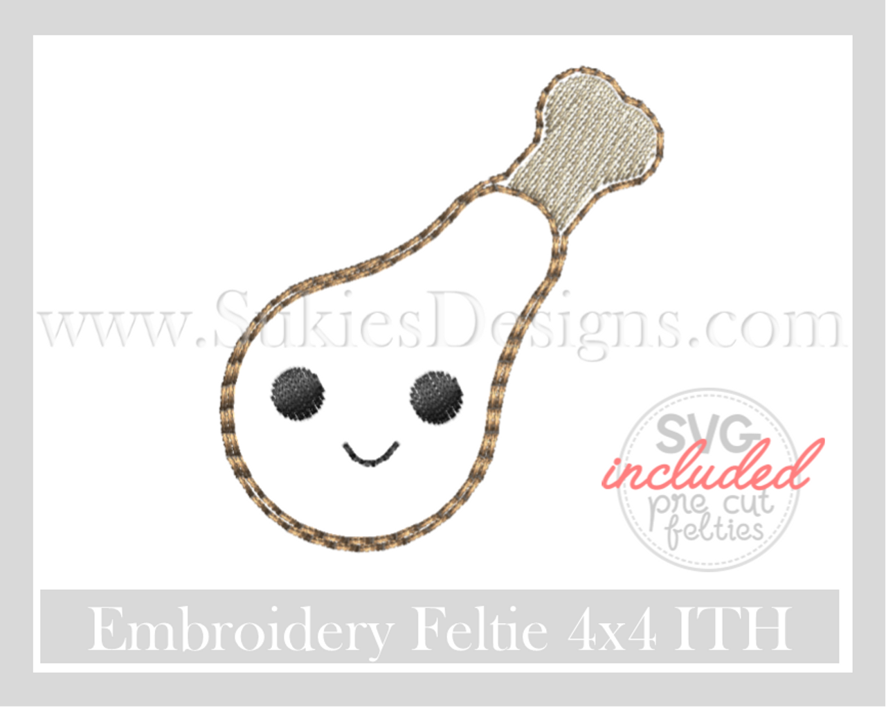 turkey leg feltie machine embroidery design