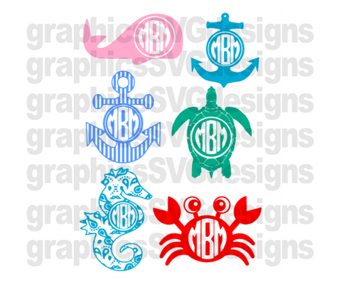Download Summer Monograms Beach Monogram Digital Download Svg Dxf
