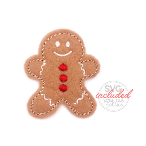 Gingerbread Man Feltie Machine Embroidery Design