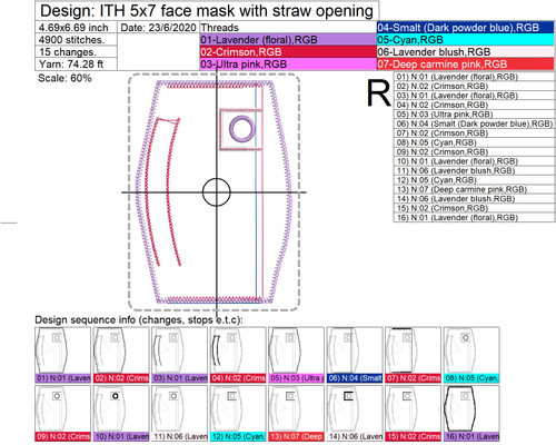 In the hoop 5x7 face mask with straw opening, nose insert and loops Machine Embroidery Design In the hoop 5x7 face mask with straw opening, nose insert and loops Machine Embroidery Design