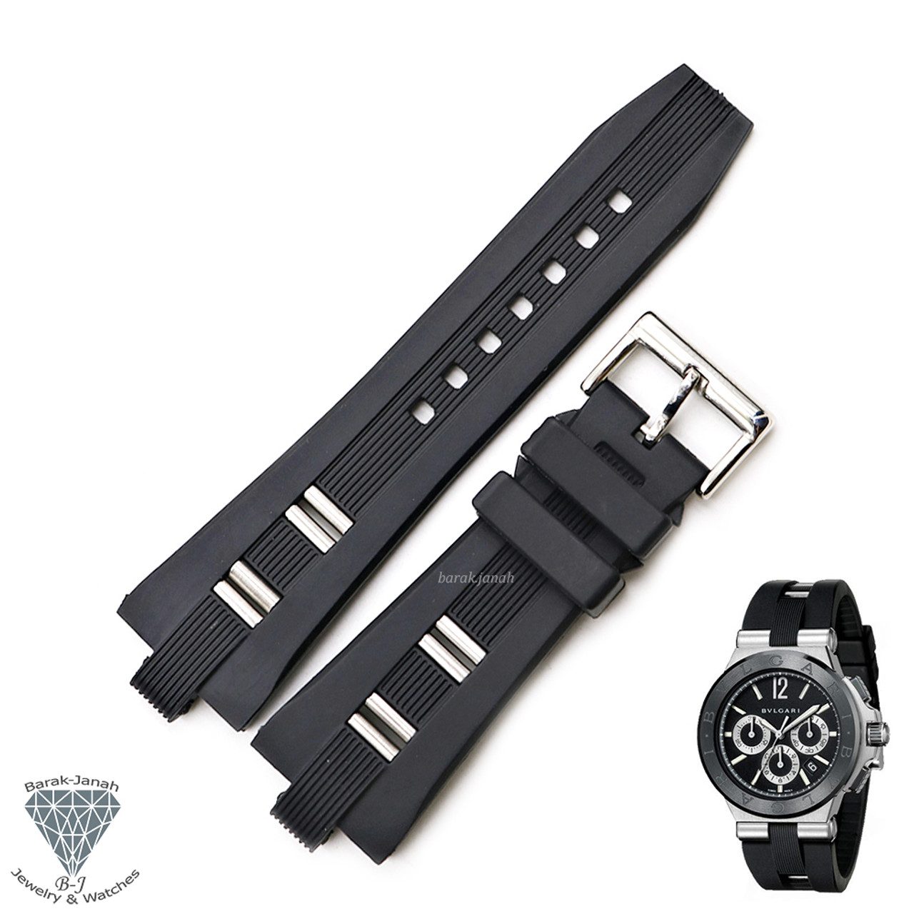 26mm Black Rubber Band For Bvlgari 