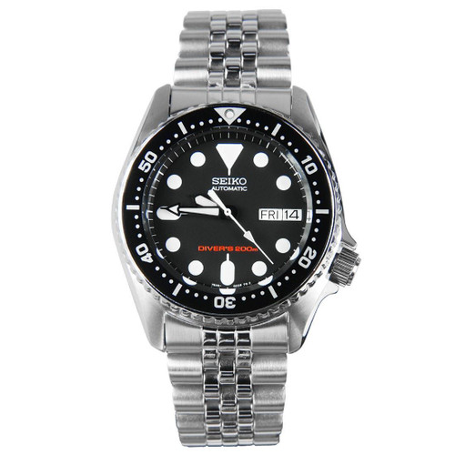 Seiko SKX013K2 Black Dial Automatic Divers Midsize Watch With Jubilee Bracelet 