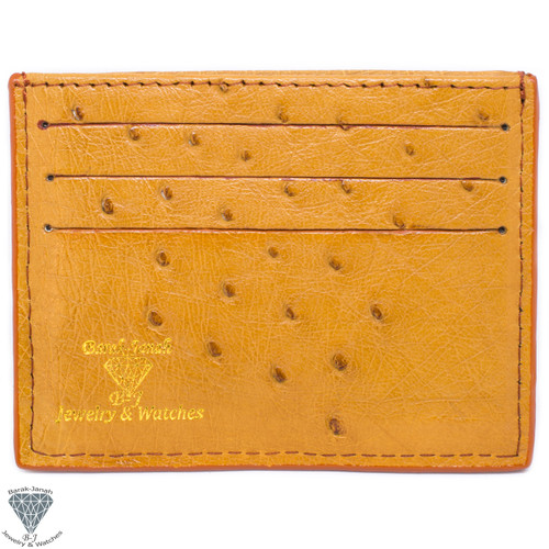 Tan Real Ostrich Skin Handmade ID Card Holders Wallet For Men And Women