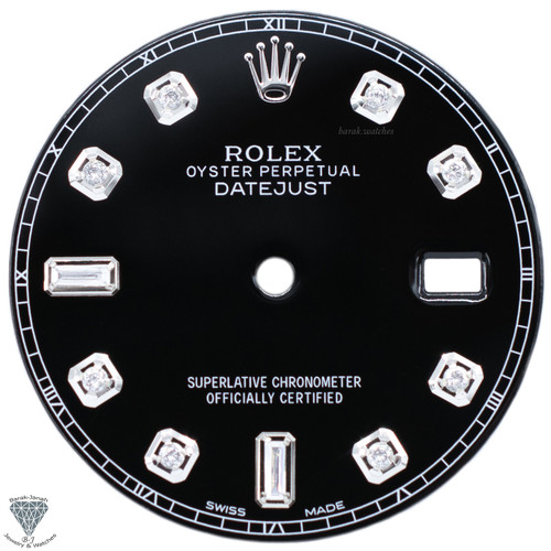 Baguette Black Dial For Rolex DateJust 36mm 116234 - Rolex Dial