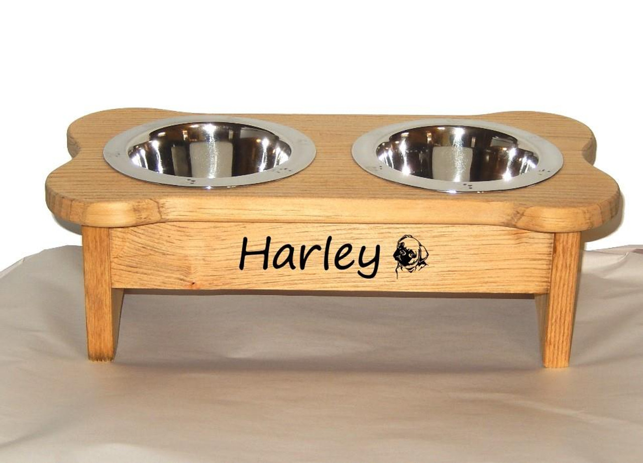 wooden raised dog feeder