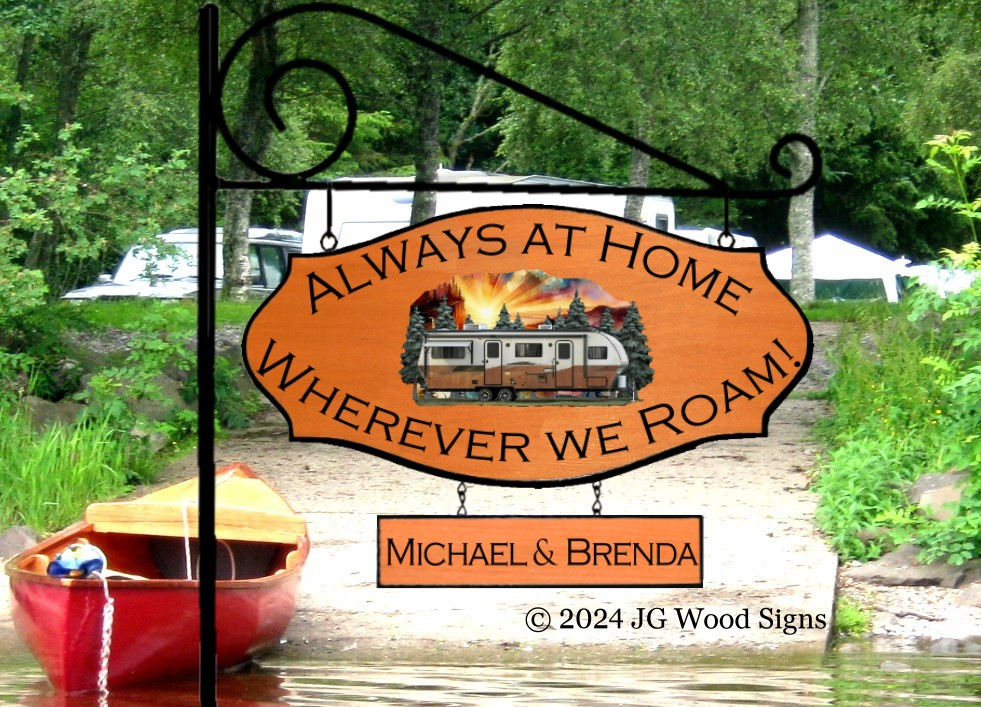 Caravan サイン入り 販促ポスター B2 Wander Around Camping Signs Carved Wood by JGWoodSigns Choose your RV