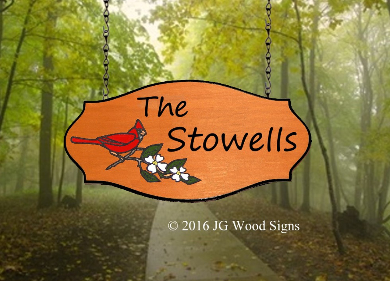 Custom Cottage Signs W A Pretty Cardinal Dogwood Design