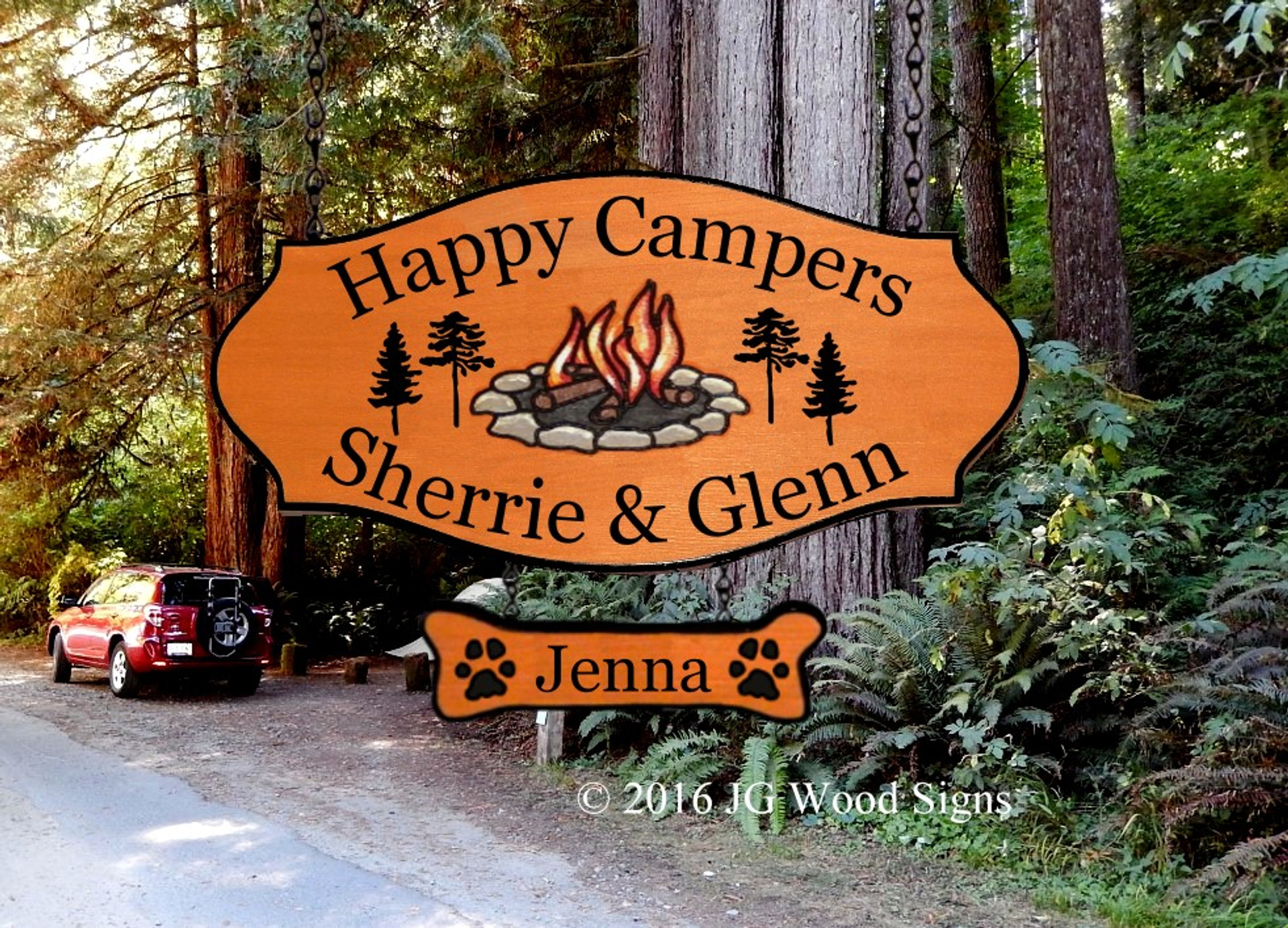 Personalized RV Signs Colored Campfire Graphic Campsite   24WdOvSherrieGlenn CF Pine GE DB1 PP  42085.1551703513 