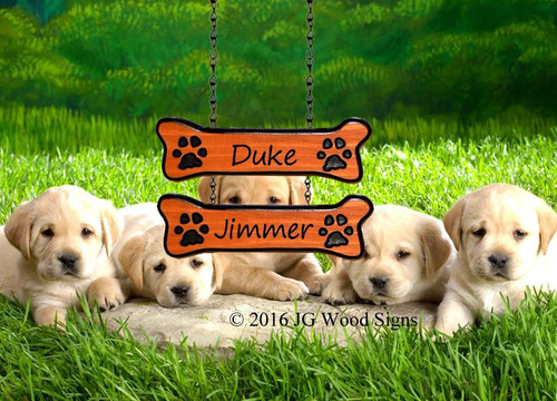 Custom Dog Signs Wood Carved Sign Dogbone Addon Quantity 2 - Custom Carved Cedar Sign Addon - Dogbone with Pawprints option - JGWoodSigns DukeJimmer