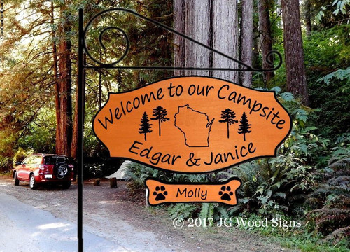 Wooden Camper Signs State Personalized Name Sign JG Wood Signs  EdgarJanice