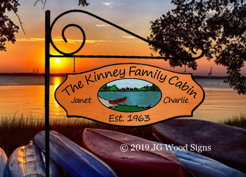 Beach Lake Cabin Signs with Beach Lake and Cabin graphics