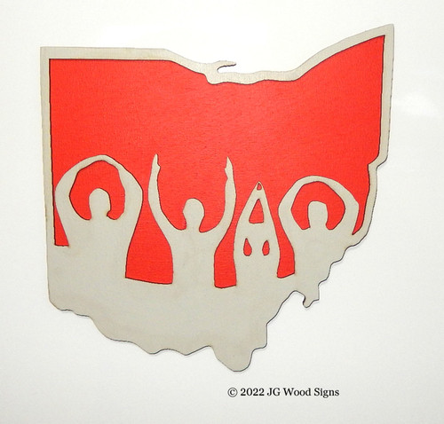 Ohio Wood Wall Hanging Scarlet Buckeye State Fan Gift Red Grey Etsy Layerd Wood jgwoodsigns O-H-I-O