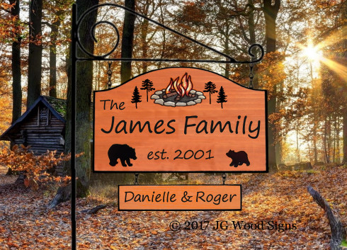 Custom RV Signs Personalized Bear & Cub camping sign