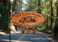 Custom Campsite Signs Super C Personalized Camping Sign - Custom Carved Wood - RV Graphic with sign holder option Rhodes