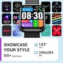 TOZO Smart Watch 2024 - 1,83" Bluetooth con Respuesta de Llamadas, Reloj Inteligente Monitoreo de Actividad Física, Frecuencia Cardíaca, SpO2, Sueño y Más de 100 Modos Deportivos - Resistente al Agua IP68 Unisex (Negro Mate)