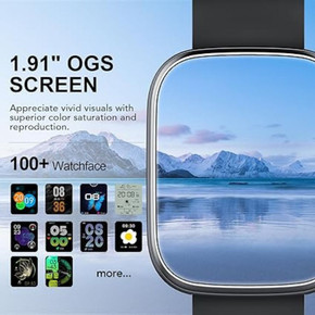Smart Watch con Llamadas y Pantalla HD 1,91" Reloj Inteligente 112+ Modos Deportivos, Monitor de Salud Completo Compatible con iOS y Android IP68 Unisex Resistente al Agua (Negro)