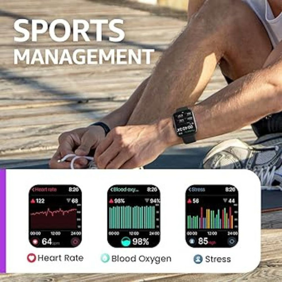 TOZO Smart Watch 2024 - 1,83" Bluetooth con Respuesta de Llamadas, Reloj Inteligente Monitoreo de Actividad Física, Frecuencia Cardíaca, SpO2, Sueño y Más de 100 Modos Deportivos - Resistente al Agua IP68 Unisex (Negro Mate)