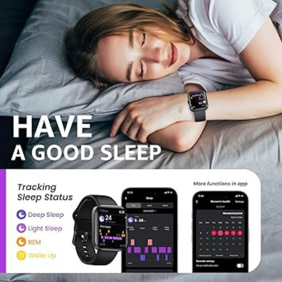TOZO Smart Watch 2024 - 1,83" Bluetooth con Respuesta de Llamadas, Reloj Inteligente Monitoreo de Actividad Física, Frecuencia Cardíaca, SpO2, Sueño y Más de 100 Modos Deportivos - Resistente al Agua IP68 Unisex (Negro Mate)