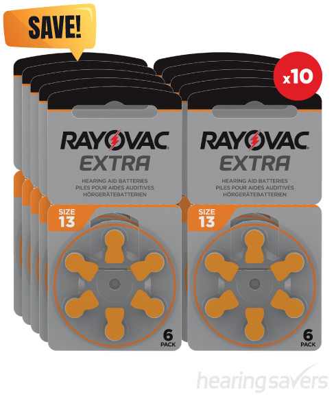 Box of Rayovac Extra Hearing Aid Batteries size 13 Pack of 60