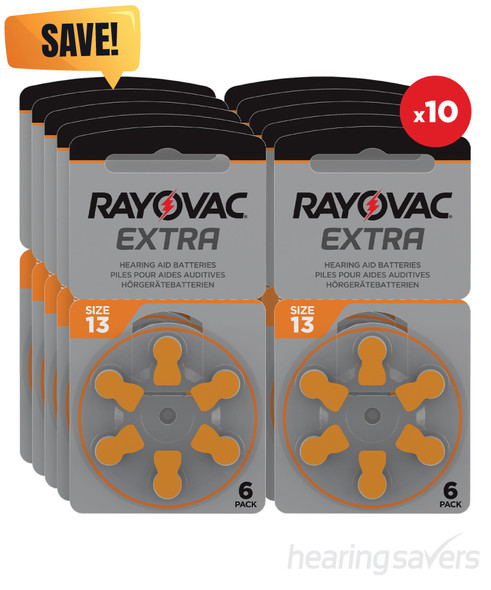 Box of Rayovac Extra Hearing Aid Batteries size 13 Pack of 60