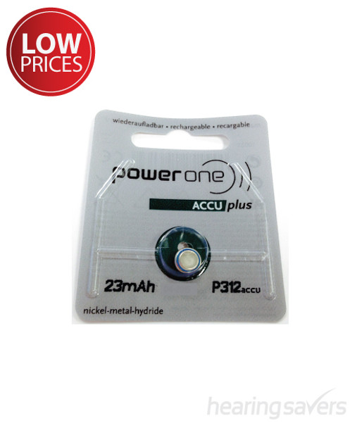 Power One ACCU plus rechargeable hearing aid battery size 312