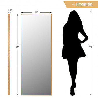 59''Full Length Mirror Large Rectangle Bedroom Mirror-Golden (HW66483GD)