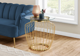 Accent Table - 24"H - Gold Metal With Tempered Glass (I 7826)