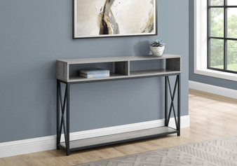 Accent Table - 48"L - Grey - Black Metal Hall Console (I 3572)