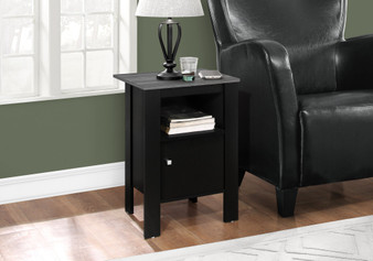 Accent Table - Black - Grey Top Night Stand With Storage (I 2134)