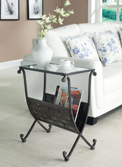 Accent Table -Black -Taupe Mix Metal W-Tempered Glass (I 3313)