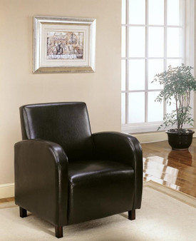 Accent Chair - Dark Brown Leather-Look Fabric (I 8050)