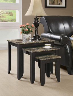 Nesting Table-3 Piece Set-Cappuccino-Marble Look Top (I 7982N)