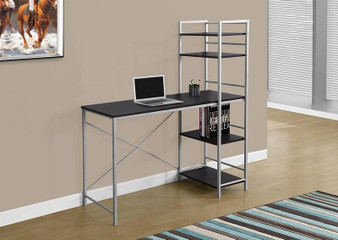 Computer Desk - 48"L / Cappuccino Top / Silver Metal (I 7166)