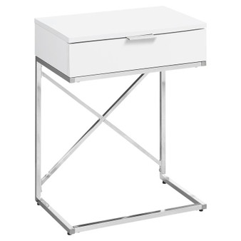 Accent Table - 24"H - Glossy White - Chrome Metal (I 3470)