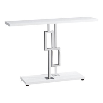 Accent Table - 48"L - Glossy White - Chrome Metal (I 3266)